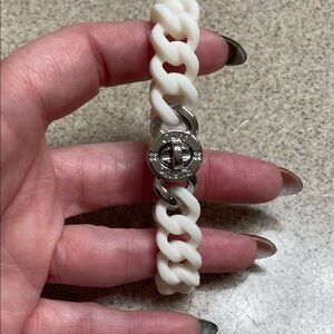 Rustic Cuff White and Silver Silicone Chain Bracelet. Madison